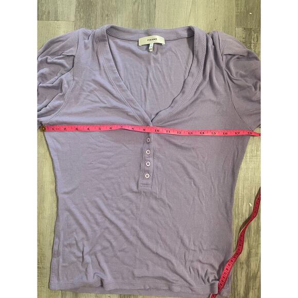 Frame Puff-Sleeve Henley Lilac Top size Large - Picture 8 of 11